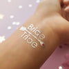 Bride Tribe Wedding Flash Tattoo, Wedding Metallic Temporary Silver Tattoo with Arrow, Bridesmaids BrideTribe Metallic temporary tattoo