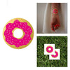 gold silver pink neon tattoo, temporary tattoo donut, party donut favor, party flash tattoo
