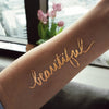 Beautiful Script Flash tattoo, Bride Script metallic tattoo, gold metallic temporary tattoo