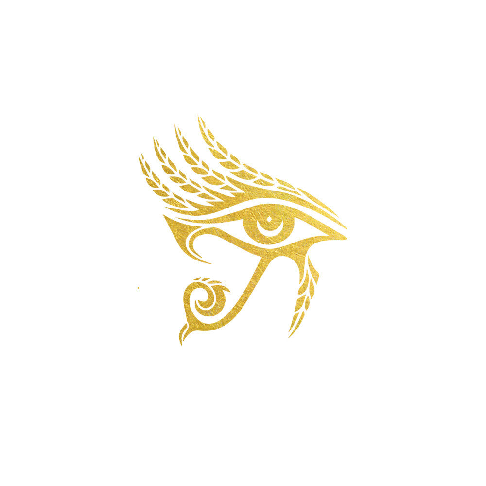Egyptian Eye Gold Metallic Tattoo, egyptian flash tattoo, Egyptian Hieroglyph necklace, eye of horus necklace, gold eye of horus, silver eye of horus, hieroglyphic necklace, eye of horus tattoo