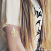 fleur de lis gold metallic tattoo, fleur de lis temporary tattoo, flash tattoo french lilly flower floral