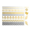 greek bracelets and wings flash tattoo, metallic temporary jewelry tattoo, gold and silver