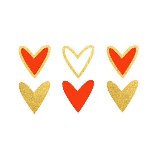 gold and red hearts metallic temporary tattoo wedding bridesmaids