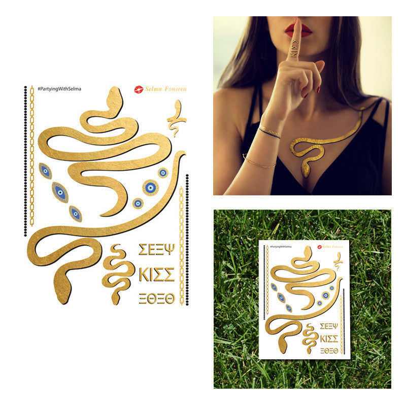 100 Sheets Wholesales Girl Body Art Gold Metallic Temporary Tattoo Sticker  Sleeve Chain Bracelet Fake Waterproof Jewelry Women _ - AliExpress Mobile