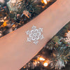 Snowflake metallic temporary tattoo party set, pre-cut silver flash tattoos for holiday decor and gifts